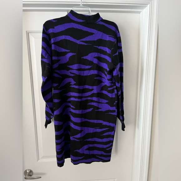 Eloquii Purple and Black Tiger-Striped Sweater dress - Picture 3 of 4